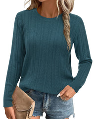Arach&Cloz Scalloped-Cuff Crew-Neck Knit Top — product image 18
