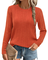 Arach&Cloz Scalloped-Cuff Crew-Neck Knit Top — product image 19
