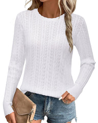 Arach&Cloz Scalloped-Cuff Crew-Neck Knit Top — product image 16