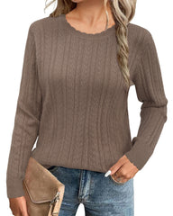 Arach&Cloz Scalloped-Cuff Crew-Neck Knit Top — product image 15