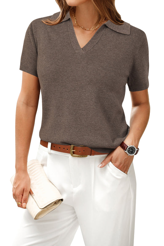 Women's Wool Blend Summer Fall Tops Polo Shirts