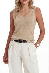 Arach&Cloz Women's Wool Blend Slim Fit Double V-Neck Vest (2026)