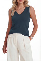 Arach&Cloz Women's Wool Blend Slim Fit Double V-Neck Vest (2026)