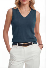 Arach&Cloz Women's Wool Blend Slim Fit Double V-Neck Vest (2026)