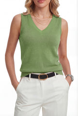 Arach&Cloz Women's Wool Blend Slim Fit Double V-Neck Vest (2026)