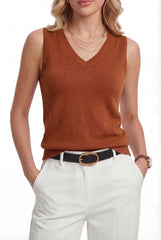 Arach&Cloz Women's Wool Blend Slim Fit Double V-Neck Vest (2026)