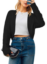 Arach&Cloz Wool-Blend Cropped Cardigan — Gray — product image 13