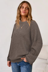 Arach&Cloz Wool-Blend Crew-Neck Oversized Pullover — product image 1