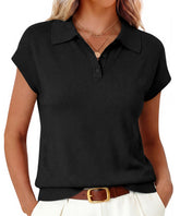 Arach&Cloz Wool-Blend Polo Cap-Sleeve Sweater Vest — product image 1