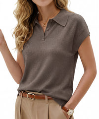 Arach&Cloz Women's Wool Blend Cap Sleeve Polo Sweater Vest(2026)