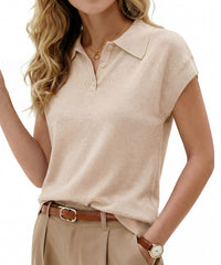 Arach&Cloz Women's Wool Blend Cap Sleeve Polo Sweater Vest(2026)