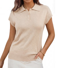 Arach&Cloz Women's Wool Blend Cap Sleeve Polo Sweater Vest(2026)
