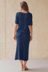 Arach&Cloz Women's Wool Blend 2-Piece: Short-Sleeve Top & Midi Dress