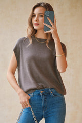 Arach&Cloz Women's Wool Blend Oversized Short-Sleeve Sweater(2026)