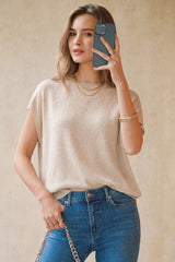 Arach&Cloz Women's Wool Blend Oversized Short-Sleeve Sweater(2026)