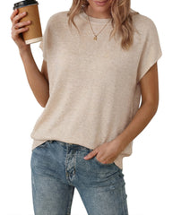 Arach&Cloz Women's Wool Blend Oversized Short-Sleeve Sweater(2026)