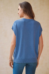 Arach&Cloz Women's Wool Blend Oversized Short-Sleeve Sweater(2026)
