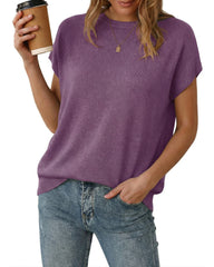 Arach&Cloz Women's Wool Blend Oversized Short-Sleeve Sweater(2026)