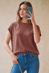 Arach&Cloz Women's Wool Blend Oversized Short-Sleeve Sweater(2026)