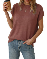 Arach&Cloz Women's Wool Blend Oversized Short-Sleeve Sweater(2026)