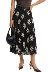 Arach&Cloz Chiffon Elastic-Waist A-Line Pleated Skirt — product image 1