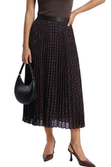 Arach&Cloz Women's Chiffon A-Line Elastic Waist Pleated Floral Skirt