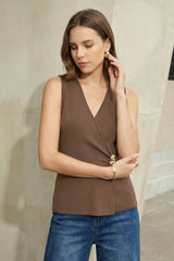 Arach&Cloz Women's Lyocell Blend Wrapped V-Neck Vest (2026)