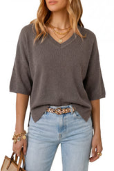 Arach&Cloz Wool-Blend Elbow-Sleeve Oversized Pullover — product image 1