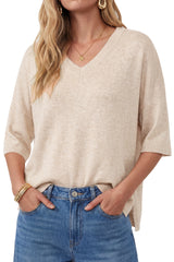 Arach&Cloz Women's Oversized Wool Blend Elbow-Sleeve Summer Sweater