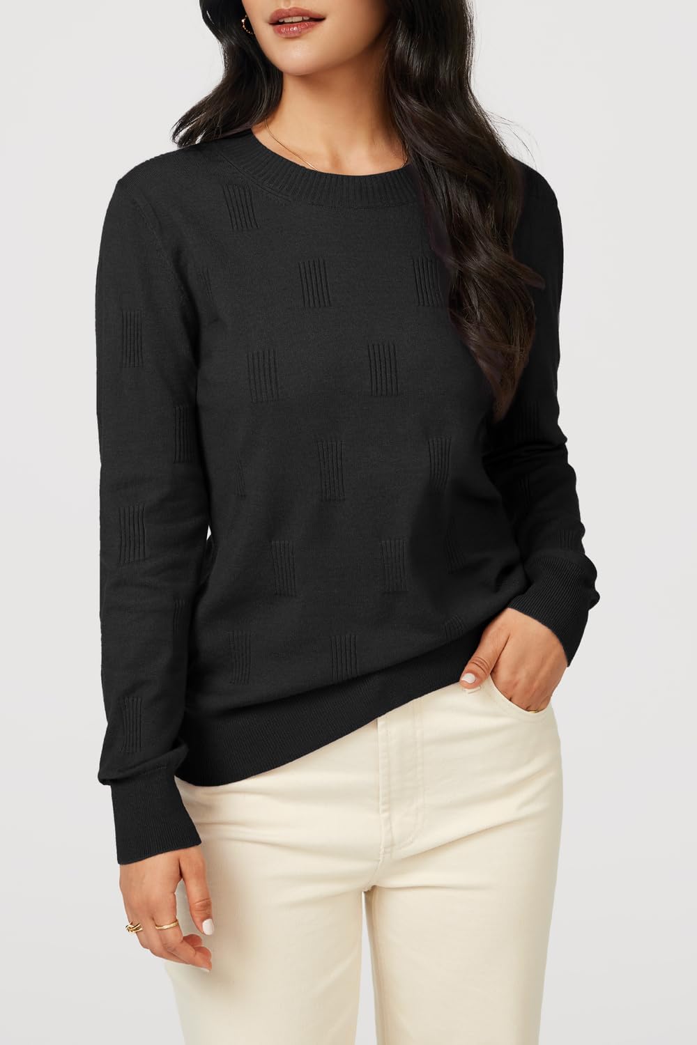 Arach&Cloz Women's Soft Knit Sweater Fall Dressy Casual Pullover Tops