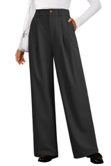 Arach&Cloz Women's Wool Blend Elastic Waist Straight Leg Business Casual Pants 2025