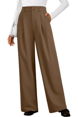 Arach&Cloz Women's Wool Blend Elastic Waist Straight Leg Business Casual Pants 2025