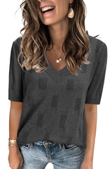 Arach&Cloz Women's Lightweight Fall Sweater Tops Casual Short Sleeve Blouses Shirts