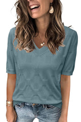 Arach&Cloz Women's Lightweight Fall Sweater Tops Casual Short Sleeve Blouses Shirts