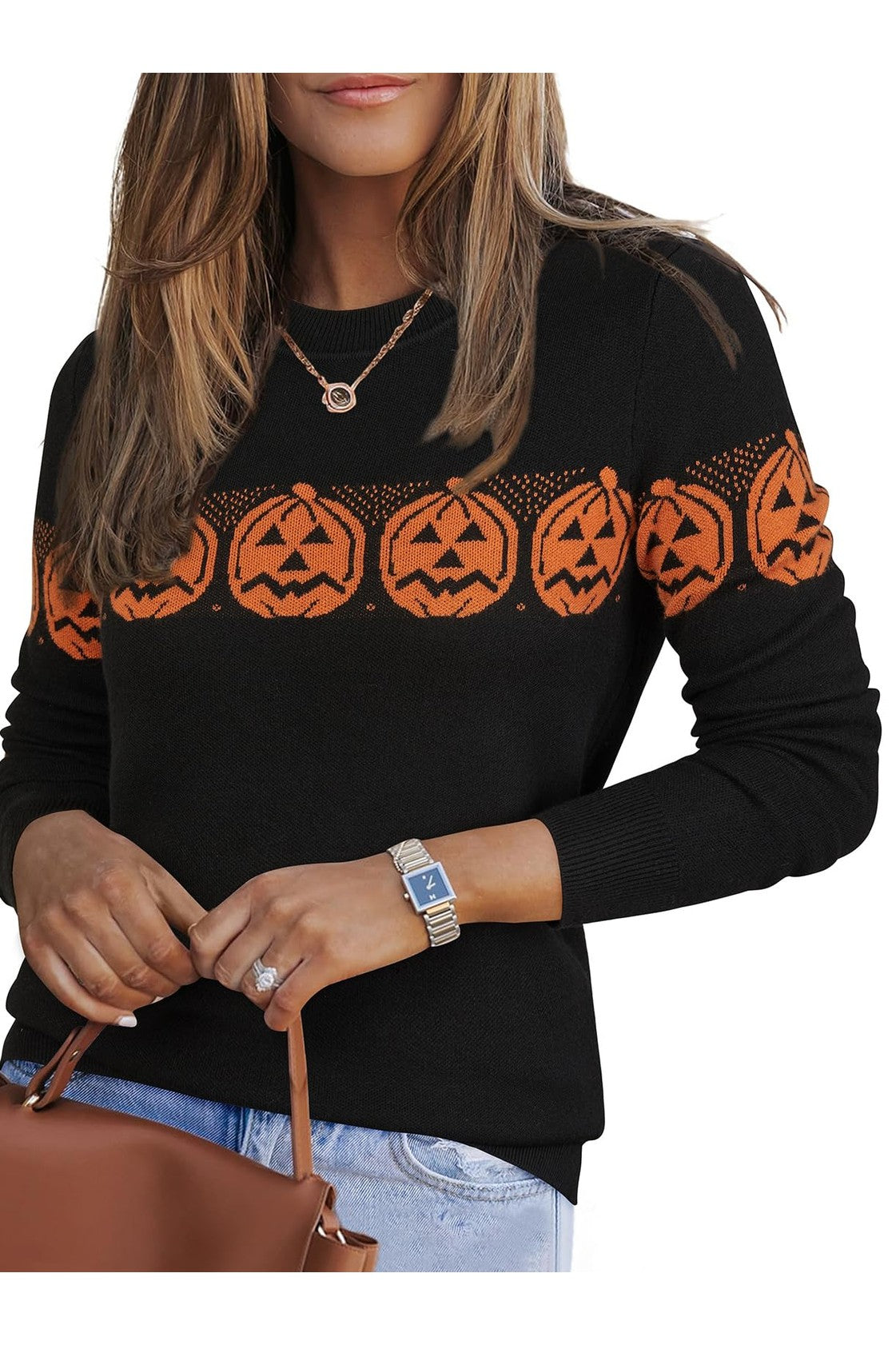 Arach&Cloz Women's Wool Blend Classic Crew Neck Casual Fall Sweaters