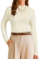 Arach&Cloz Women's Wool Blend Fall Seamless Rip Resistant Warm Layered Tops Business Casual Sweaters