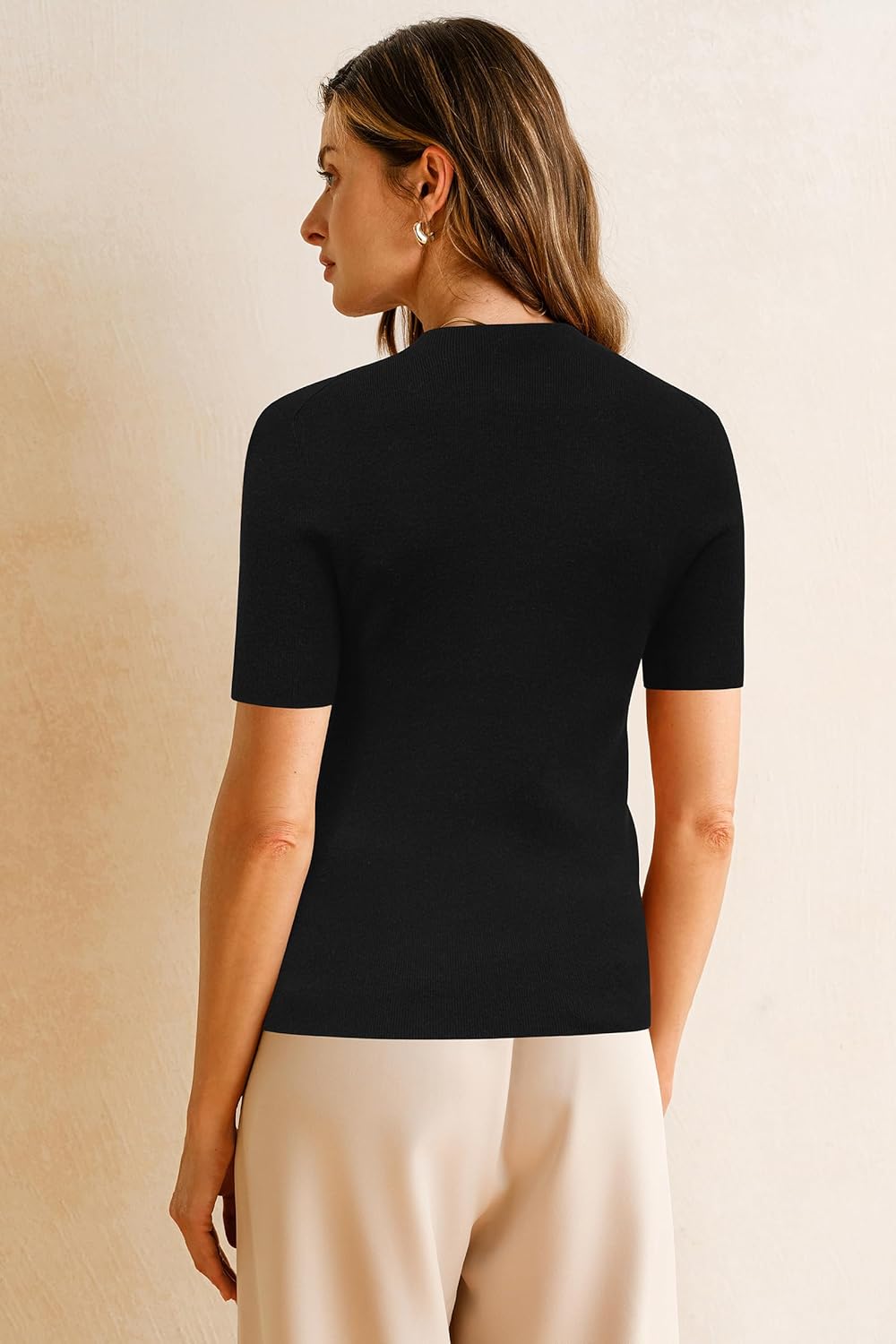 Arach&Cloz Women's Wool Blend Fall Seamless Rip Resistant Tops Opaque Business Casual Shirts