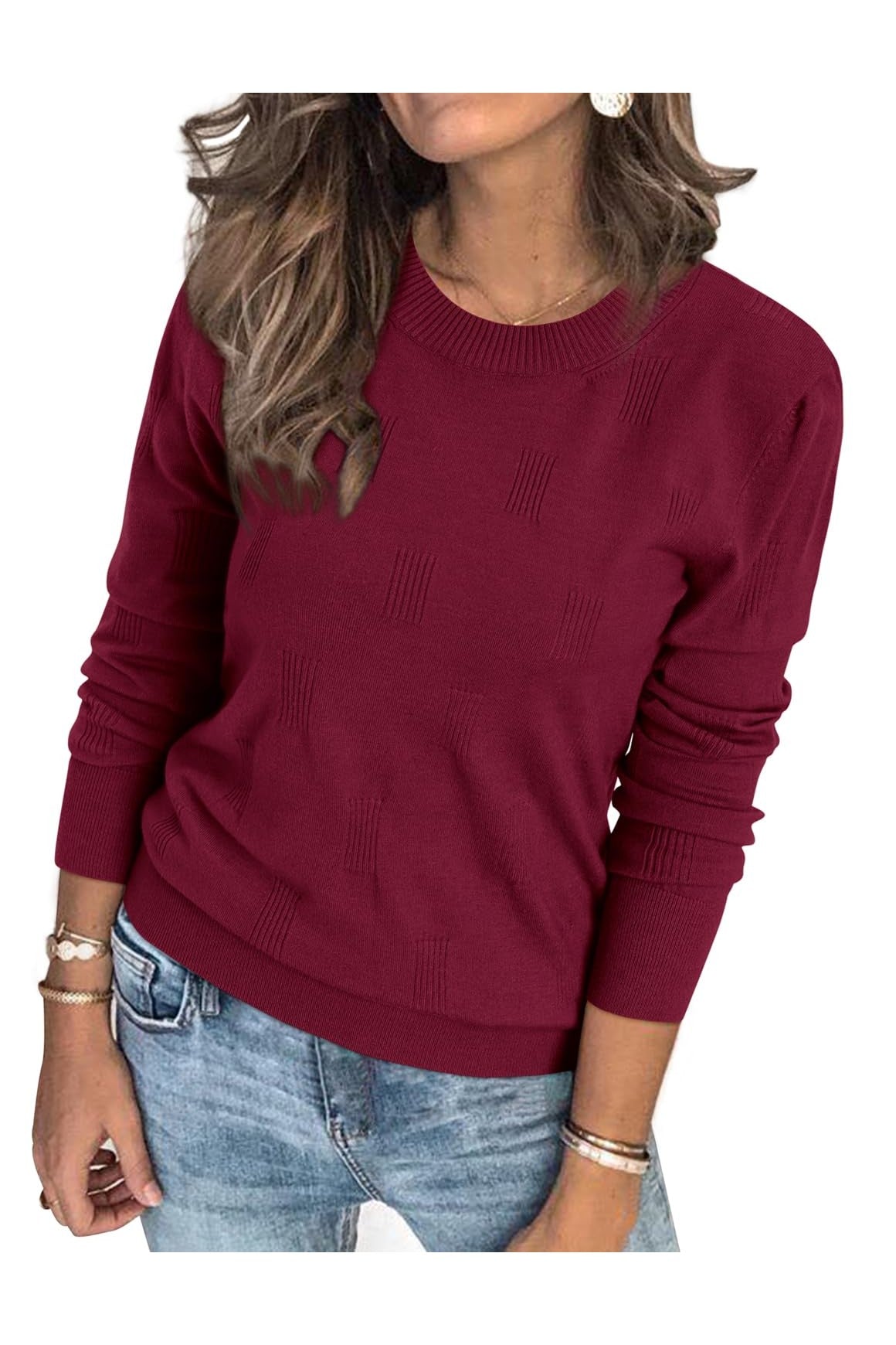 Arach&Cloz Women's Soft Knit Sweater Fall Dressy Casual Pullover Tops