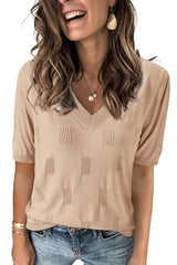 Arach&Cloz Women's Lightweight Fall Sweater Tops Casual Short Sleeve Blouses Shirts