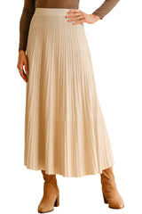 Arach&Cloz Women's Wool Blend Wide Elastic Band A-Line Pleated Flowy Long Skirts 2025