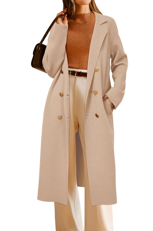 Arach&Cloz Women's Wool Blend Double Breasted Winter Outfits Long Cardigan Sweater Coat 2025