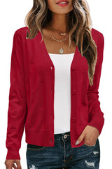 Arach&Cloz Women's Soft Cropped Cardigan Casual Lightweight Shrug Sweater Tops