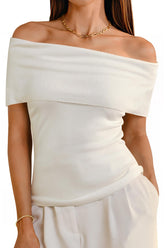 Arach&Cloz Off-Shoulder Slim-Fit Knit Top — product image 12