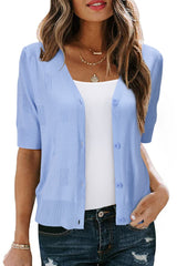 Arach&Cloz Women's Lightweight Summer Business Casual Cropped Short Sleeve Cardigan