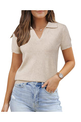 Arach&Cloz Women's Wool Blend Summer Fall Tops Business Casual Polo Shirts 2025