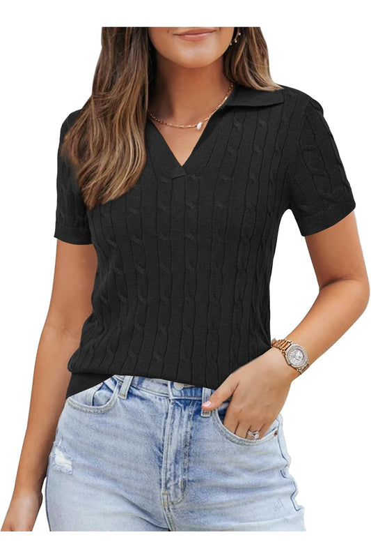 Arach&Cloz Women's Wool Blend Summer Fall Tops Business Casual Polo Shirts 2025