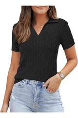 Arach&Cloz Women's Wool Blend Summer Fall Tops Business Casual Polo Shirts 2025
