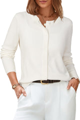 Arach&Cloz Women's Wool Blended 2025 Fall Cardigan Sweaters Lightweight Long Sleeve Business Casual Outfits Top