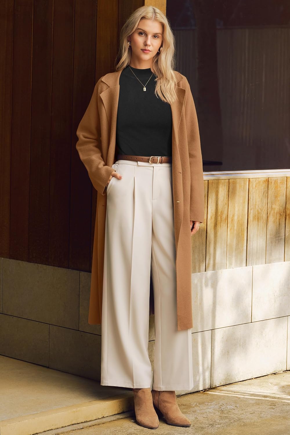 Arach&Cloz Womens Wool Blend Sweater Soft Turtleneck All-Season Casual Tank 2025