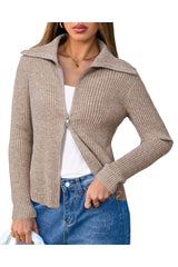 Arach&Cloz Women's Wool Blend Fall Fashion Zip Up Cardigan Sweaters 2025 Trendy